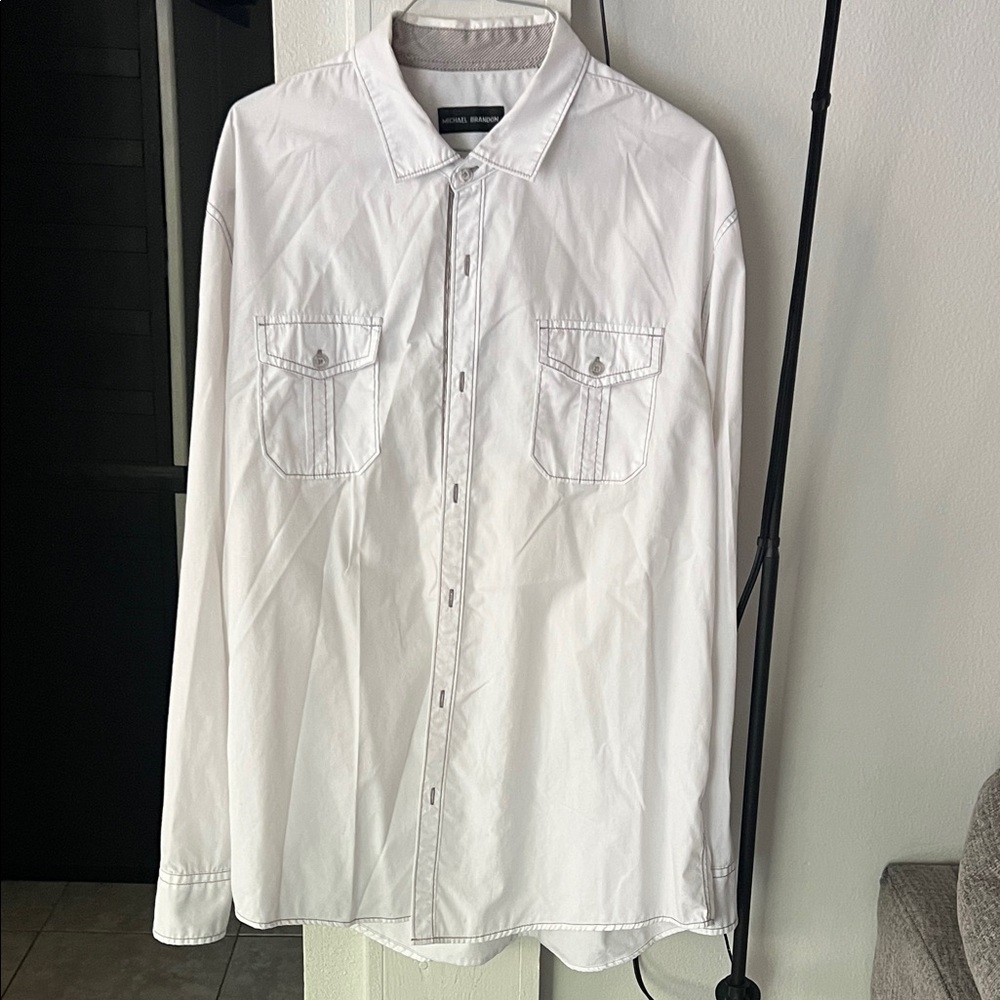 Michael Brandon White Men's Long-Sleeve Button-Down Shirt